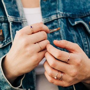 Birthstone Ring Gemstone Ring Stackable Rings Stacking Rings for Women Simple Gold Ring Gift For Her image 4