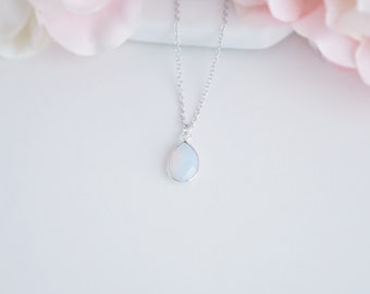 Sterling Silver Opal Necklace Opal Birthstone Necklace Dainty Necklace Opal Jewelry Opal Pendant Necklace October Birthday