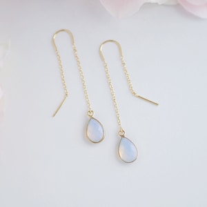 Opal Earrings Threader Earrings Opal Jewelry October Birthstone Thread Earrings Chain Earrings