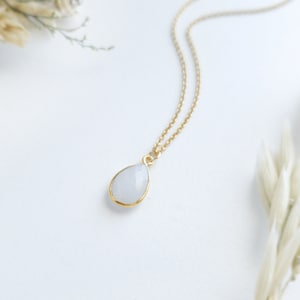 Rainbow Moonstone Necklace Gold Moonstone Pendant Necklace June Birthstone Necklace Teardrop Necklace Gemstone Necklace