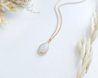 Rainbow Moonstone Necklace Gold Moonstone Pendant Necklace June Birthstone Necklace Teardrop Necklace Gemstone Necklace