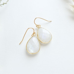 Large Moonstone Earrings Rainbow Moonstone Earrings Moonstone Jewelry Rainbow Moonstone Drop Earrings