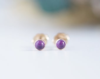 Genuine Amethyst Earrings Amethyst Jewelry Gold Stud Earrings Post Earrings Tiny Stud Earrings
