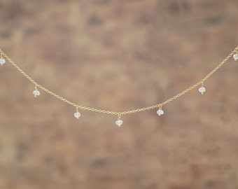Gold Moonstone Necklace Moonstone Choker Necklace Simple Necklace Minimalist Necklace Gold Filled Necklace