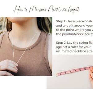 Puede incluir: C&oacute;mo medir la longitud de un collar: Envuelva un trozo de cuerda alrededor de su cuello hasta la longitud deseada, luego coloque la cuerda plana contra una regla para determinar el tama&ntilde;o del collar.