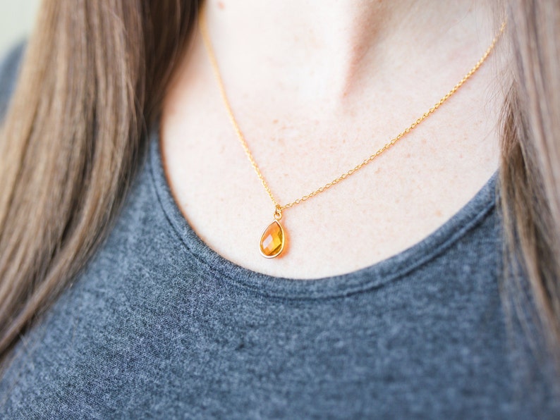 Personalized Citrine Necklace Citrine Initial Birthstone Jewelry November Birthstone Custom Birthstone image 4