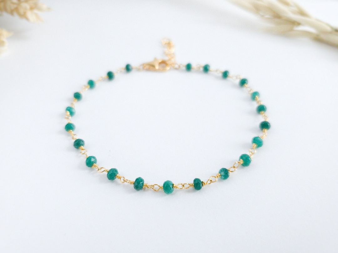 Emerald Bracelet, Green Stone Bracelet, Gemstone Bracelet, Gold Emerald ...