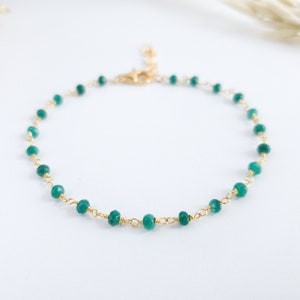 Emerald Bracelet, Green Stone Bracelet, Gemstone Bracelet, Gold Emerald Jewelry, May Birthstone, Bracelet for Women