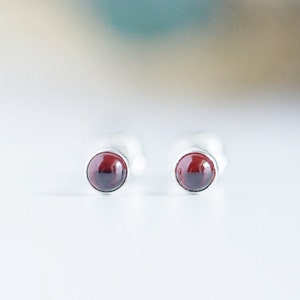 Garnet Earrings Garnet Jewelry Sterling Silver Studs Tiny Stud Earrings Garnet Studs Minimalist Earrings