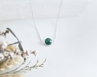 Sterling Silver Emerald Choker Necklace Natural Emerald Necklace Green Necklace May Birthstone Necklace