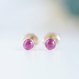 Genuine Ruby Earrings Gold Ruby Jewelry Tiny Stud Earrings Small Earrings Gold Stud Earrings Post Earrings July Birthstone