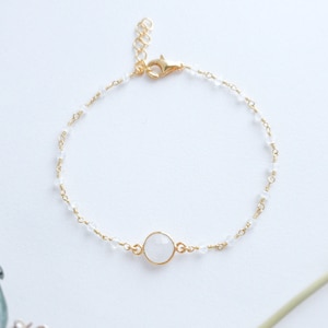 Moonstone Bracelet Rainbow Moonstone Birthstone Bracelet Moonstone Jewelry Gemstone Bracelet Dainty Bracelet