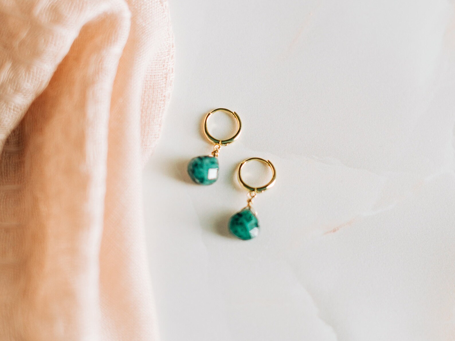 Emerald Hoop Earrings Gold Hoop Earrings Small Hoop Earrings Etsy