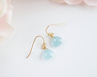 Aquamarine Earrings Genuine Aquamarine Jewelry Teardrop Earrings Dainty Earrings Gift For Her