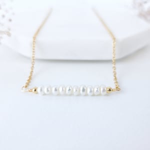 Real Pearl Necklace Freshwater Pearl Necklace Pearl Bar Necklace Seed Pearl Necklace Bead Bar Necklace June Birthday Gift
