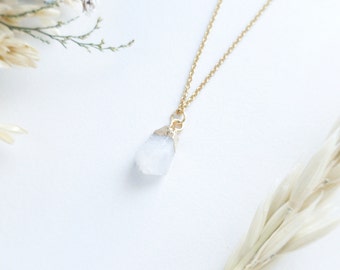 Raw Moonstone Necklace - Genuine Moonstone Pendant Necklace - Natural Moonstone Jewelry - Moonstone Birthstone Necklace