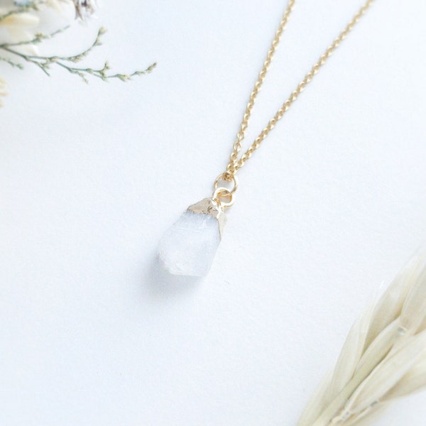 Raw Moonstone Necklace - Genuine Moonstone Pendant Necklace - Natural Moonstone Jewelry - Moonstone Birthstone Necklace