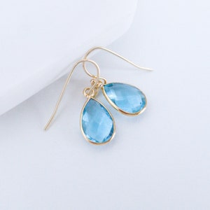 Blue Topaz Earrings Blue Topaz Jewelry Blue Drop Earrings November Birthstone