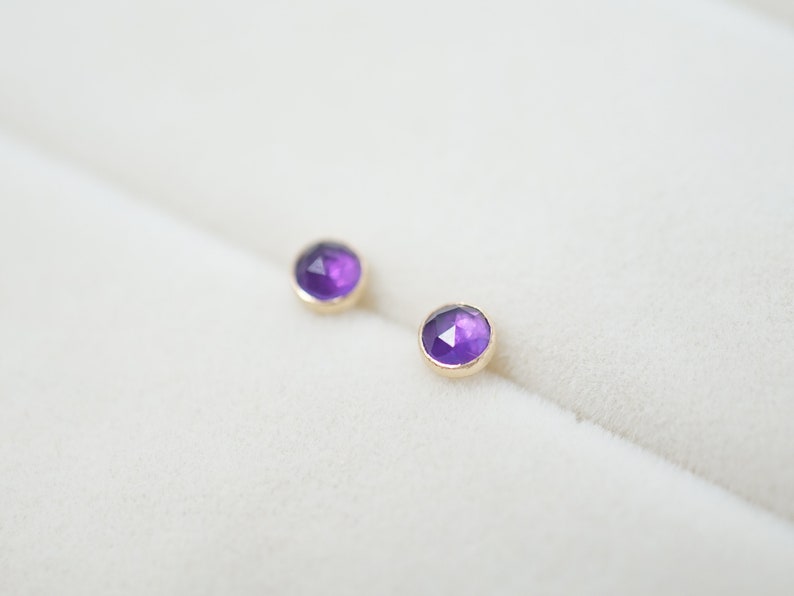 Amethyst Stud Earrings Amethyst Earrings Dainty Stud Earrings Simple Stud Earrings Hypoallergenic Studs image 4