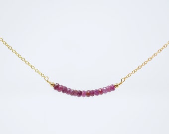 Ruby Necklace July Birthstone Bar Necklace Ruby Jewelry Ruby Birthstone Necklace