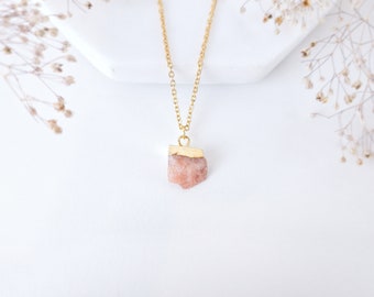 Sunstone Necklace Natural Sunstone Pendant Necklace Raw Sunstone Jewelry Raw Stone Necklace Raw Crystal Necklace