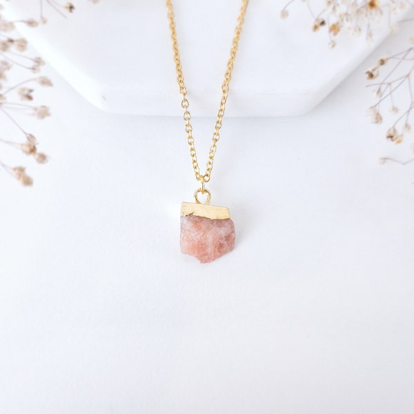 Sunstone Necklace Natural Sunstone Pendant Necklace Raw Sunstone Jewelry Raw Stone Necklace Raw Crystal Necklace