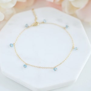 Blue Topaz Jewelry Gold Anklet Bracelet Anklets for Women Gifts for Women Gifts for Her