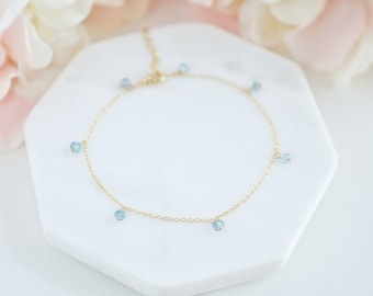 Blue Topaz Jewelry Gold Anklet Bracelet Anklets for Women Gifts for Women Gifts for Her