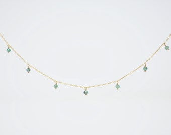 Genuine Emerald Choker Necklace Emerald Jewelry Dainty Necklace Necklaces for Women Minimalist Necklace