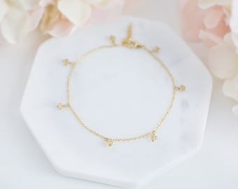 シトリンアンクレットブレスレット、シトリンアンクレット、ゴールドアンクレット、シトリンジュエリー、11月の誕生石、シトリンの誕生石