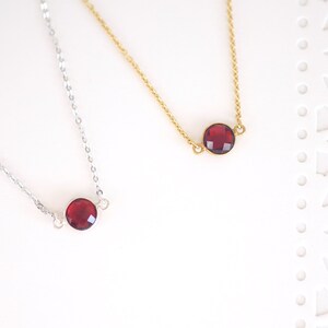 Garnet Necklace, Garnet Pendant, January Birthstone Necklace Sterling Silver (SS)