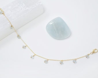 Pulsera de aguamarina Joyas de aguamarina Pulseras Something Blue para mujer Regalos de cumpleaños de marzo Pulsera con piedra natal de marzo