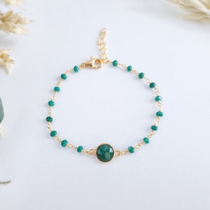 Personalized Emerald Bracelet Emerald Birthstone Bracelet Initial Bracelet for Women Personalized Emerald Jewelry image 4
