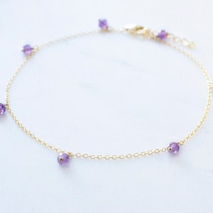 Anklet Bracelet Anklets for Women Birthstone Anklet Gold Anklet Amethyst Anklet Amethyst Jewelry