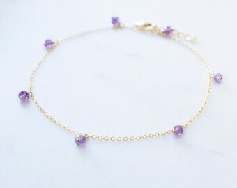 Anklet Bracelet Anklets for Women Birthstone Anklet Gold Anklet Amethyst Anklet Amethyst Jewelry