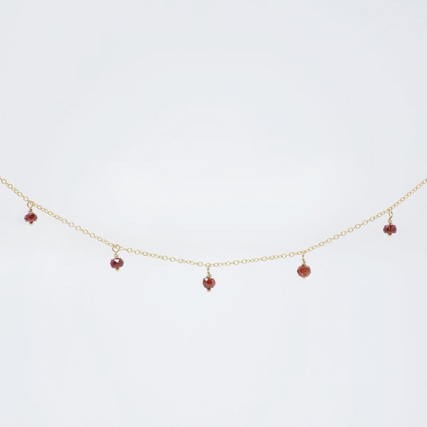 Gold Garnet Necklace - Etsy