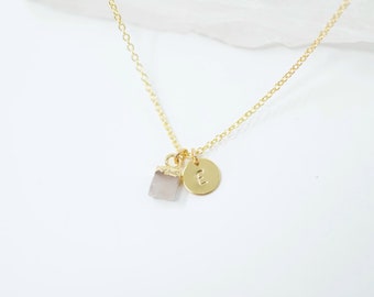Custom Rose Quartz Necklace Raw Rose Quartz Necklace Rose Quartz Jewelry Personalized Jewelry October Birthstone