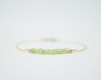 Peridot Bracelet Birthstone Bracelet for Women Birthstone Bar Bracelet Gemstone Jewelry Peridot Jewelry August Birthday