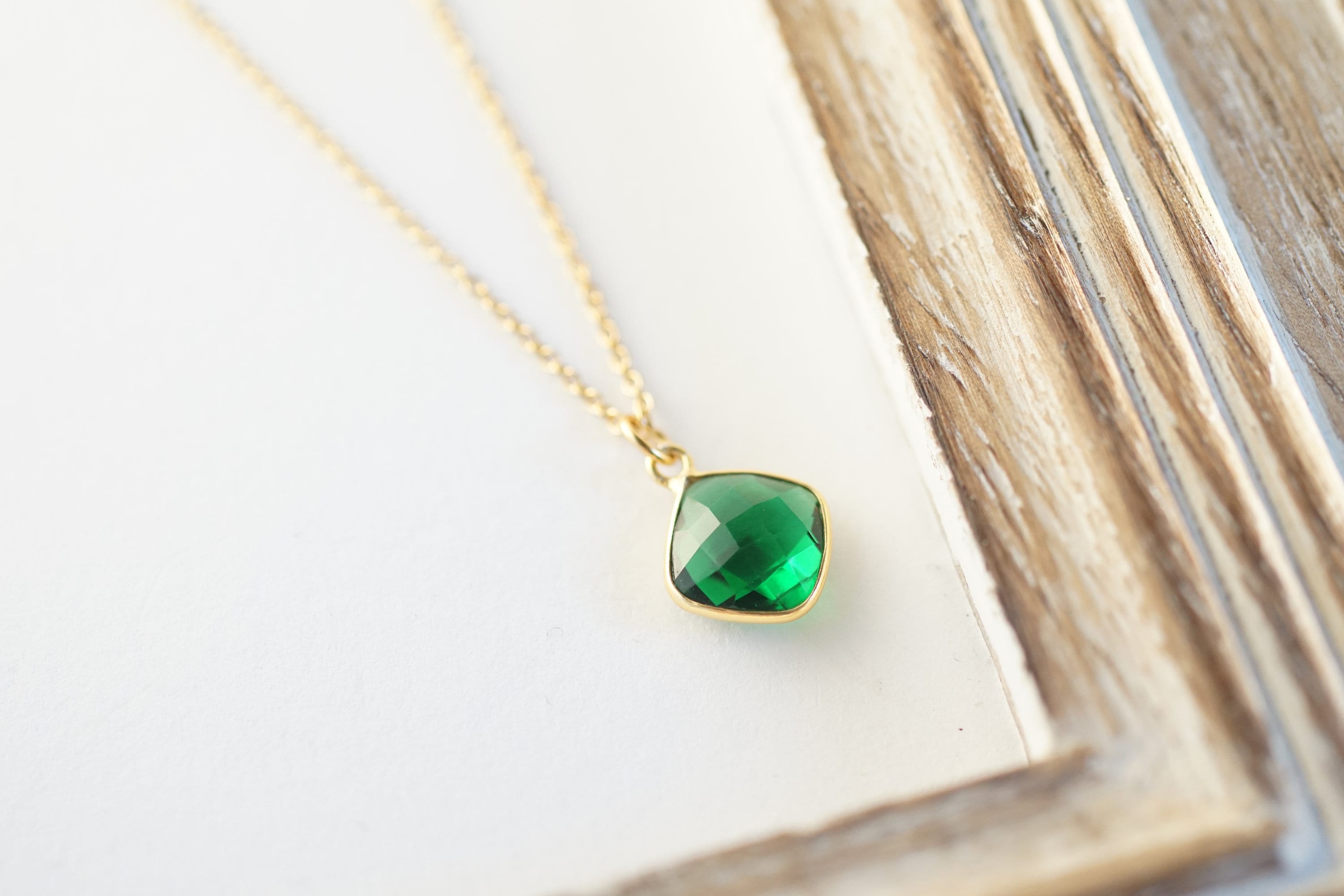 Emerald Necklace Gold Emerald Pendant Necklace | Etsy