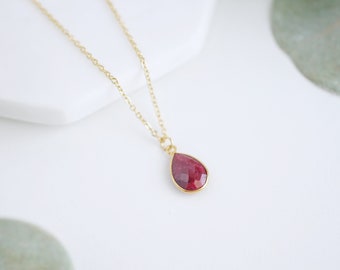 Ruby Necklace Natural Ruby Pendant Necklace Red Stone Necklace Gift For Her Birthstone Necklace For Women