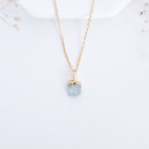 Aquamarine Necklace Raw Aquamarine Jewelry Genuine Aquamarine Pendant Necklace March Birthstone Necklace Raw Crystal Necklace image 1