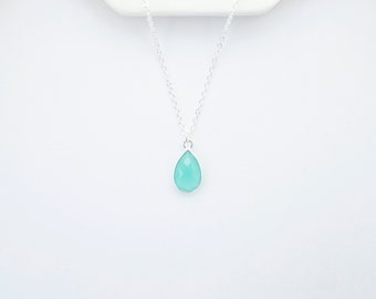 Aqua Chalcedony Collar Aqua Chalcedony Colgante Collar Lágrima Collar Colgante Collar Dama de Honor