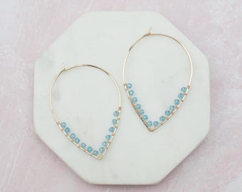 Sky Blue Topaz Hoop Earrings Topaz Jewelry Beaded Hoop Earrings December Birthstone Something Blue