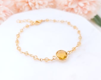 Citrine Bracelet Citrine Jewelry Crystal Bracelet November Birthstone Birthstone Bracelet