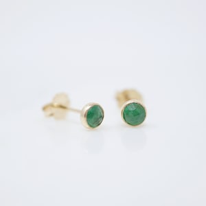 Genuine Emerald Stud Earrings Natural Emerald Earrings Small Stud Earrings Dainty Stud Earrings Simple Stud Earrings image 3