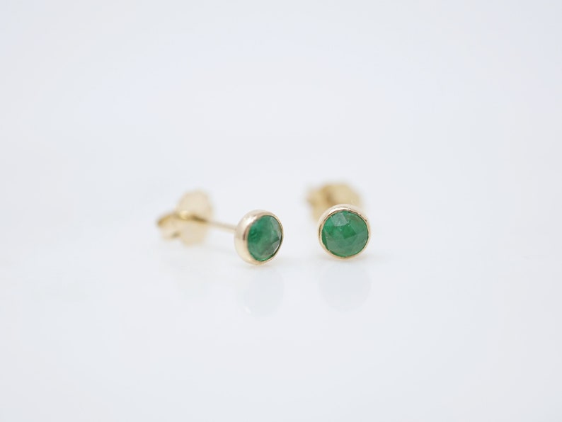 Genuine Emerald Stud Earrings Natural Emerald Earrings Small Stud Earrings Dainty Stud Earrings Simple Stud Earrings image 3