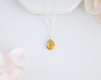 Sterling Silver Citrine Necklace Citrine Pendant Necklace Citrine Jewelry - Birthstone Jewelry Birthstone Necklace Gemstone Necklace