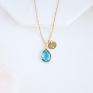 Personalized Blue Topaz Necklace Custom Blue Topaz Jewelry December Birthstone Gold Topaz Pendant Personalized Gift
