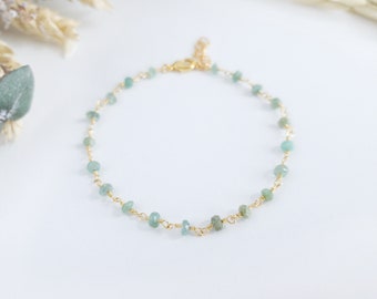 Echte smaragdgroene armband - echte smaragdgroene geboortesteenarmband - natuurlijke smaragdgroene sieraden - mei-armband - edelsteenarmband