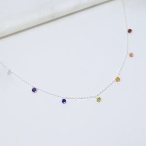 Sterling Silver Rainbow Necklace 7 Chakra Necklace Pride Necklace Pride Jewelry Chakra Jewelry Colorful Necklace